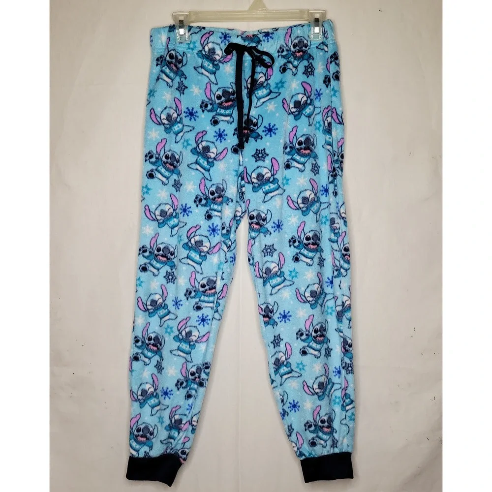 Disney Stitch Winter Snowflake Fleece Pajama Pants/Joggers - Picture 1 of 4